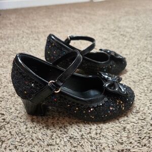 Black Glitter Kids Shoes with Bow